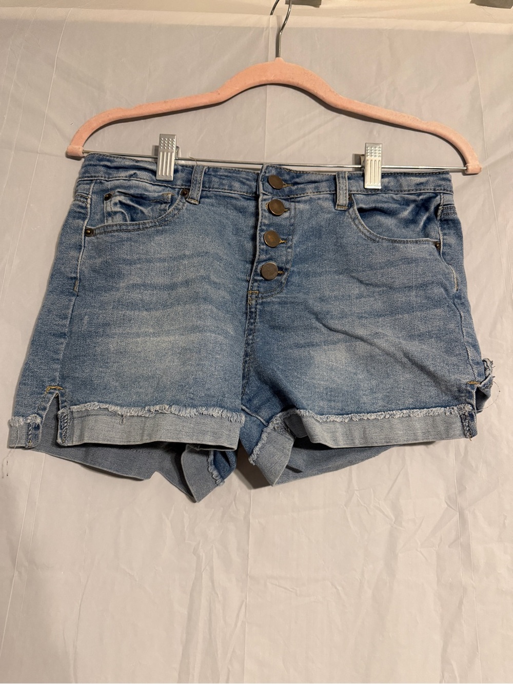 Copper Key Women’s Denim Shorts Size 16 Button Fly Cuffed Stretch Blue Jean